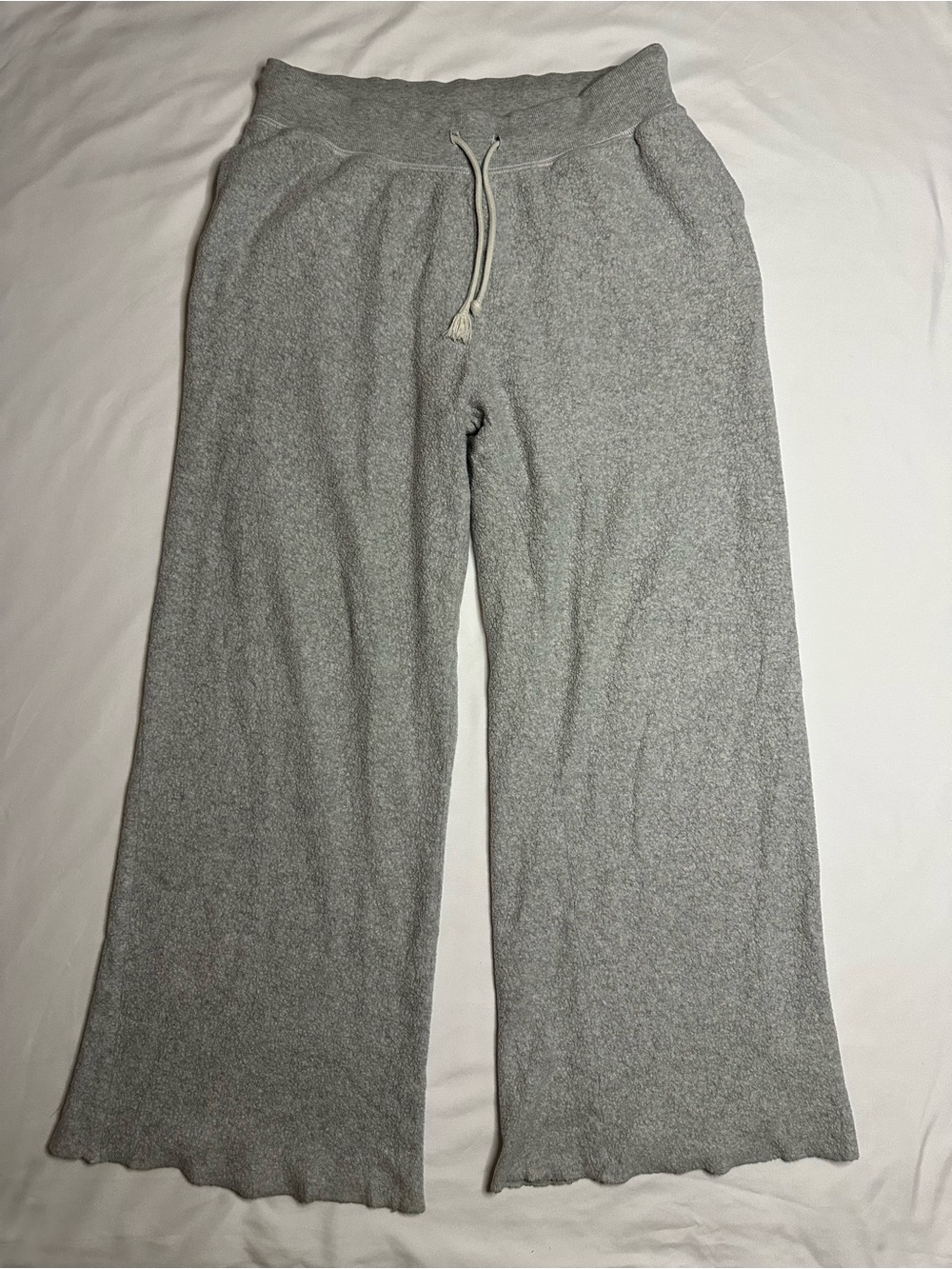 aerie Light Gray Wool-Like Wide-Leg Sweatpants